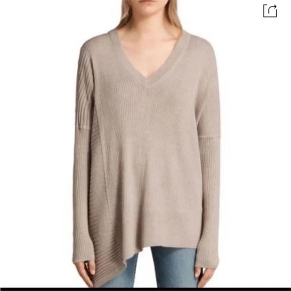 ALL Saints Keld Olivo Wool and Alpaca V Neck Sweater s - Picture 1 of 9